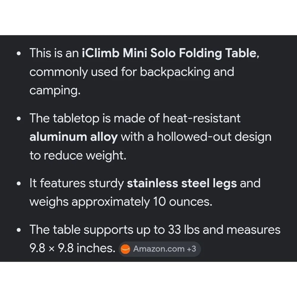 Mini Solo Folding Table Ultralight Compact For Backpacking Camping Hiking Beach